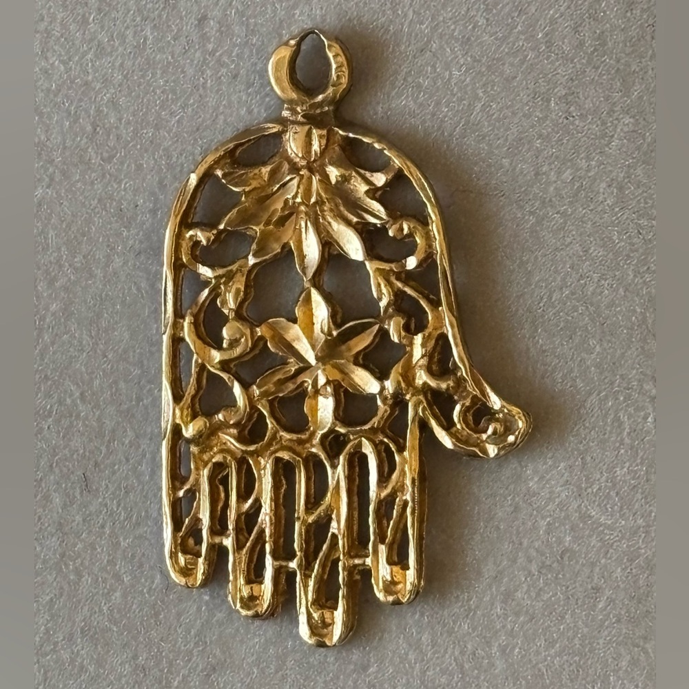 10K Gold Hamsa Hand Pendant Necklace - Women Jewelry